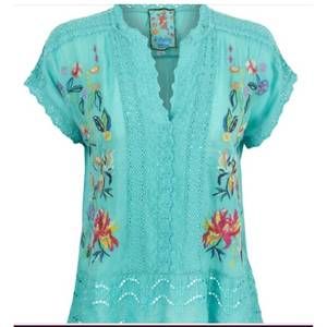 NEW JOHNNY WAS astrud blouse in aqua